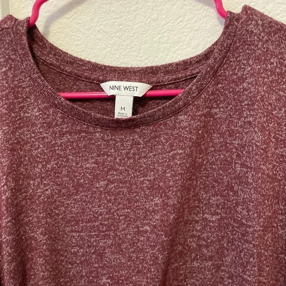 Nine West burgundy long sleeve blouse size M - Picture 2 of 4